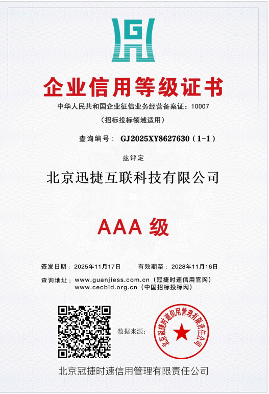 3A企业信用等级证书